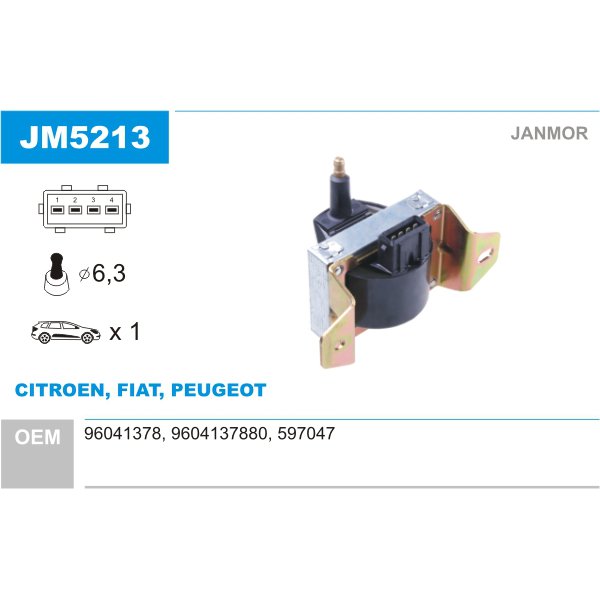 Cewka zapłonowa JANMOR JM5213 96041378 CITROËN XM, XM